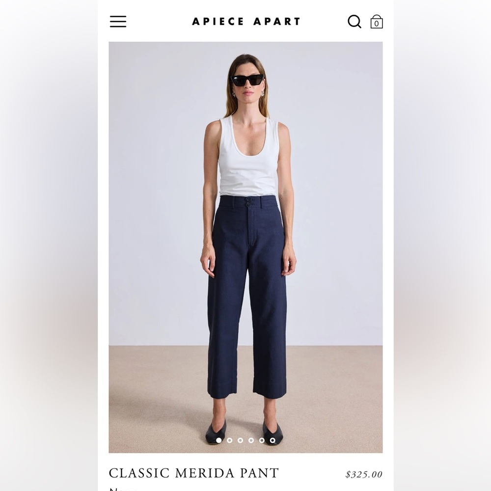 Apiece Apart classic Merida pant in a navy, size 2